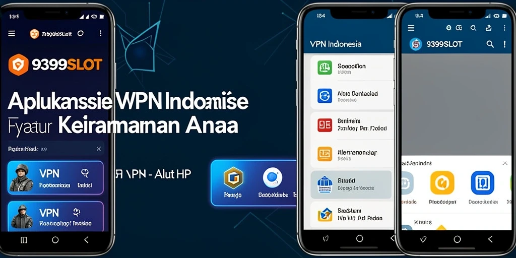 Antarmuka aplikasi VPN Indonesia 9399SLOT yang sederhana dan modern.
