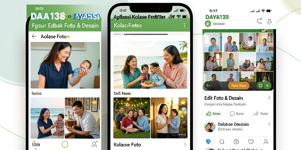 Antarmuka aplikasi DAYA138 menampilkan fitur kolase yang menarik.