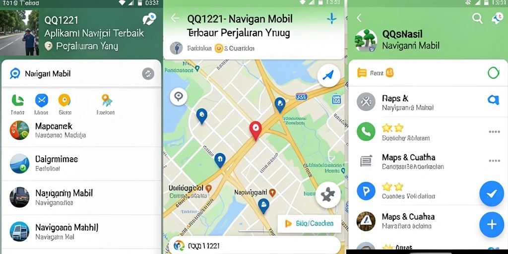 Antarmuka aplikasi QQ1221 untuk Navigasi Mobil yang modern dan intuitif.